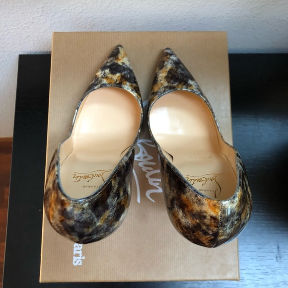 Christian Louboutin So Kate 120 Vernis Mouchete Marble Leopard Patent Pumps 38 - Picture 4 of 10